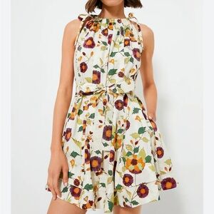 Ulla Johnson Floral Mini Dress - Cream, Purple, Yellow